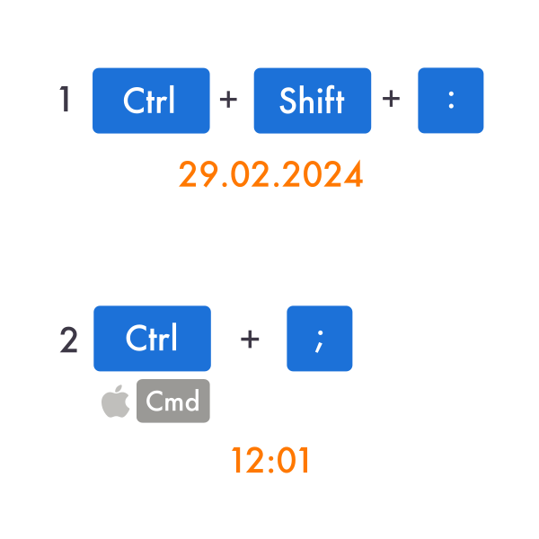 Вставка текущей даты и времени в Excel
